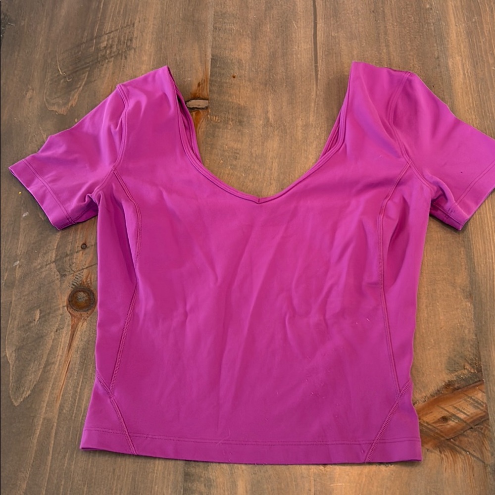 Lululemon Athletica Pink Fitted Crop T-Shirt